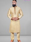 Cream Colour Designer Party And Function Wear Traditional Jacquard Silk Kurta Churidar Pajama Redymade Collection 18008